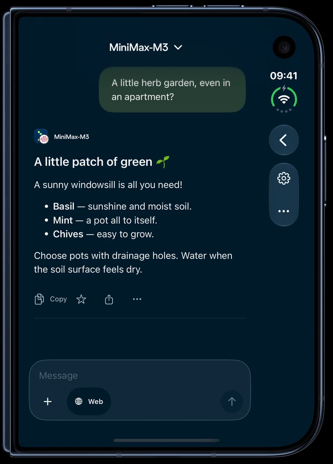 iPhone Duo · closed — Nebius Chat on iPhone: a conversation about growing herbs.
