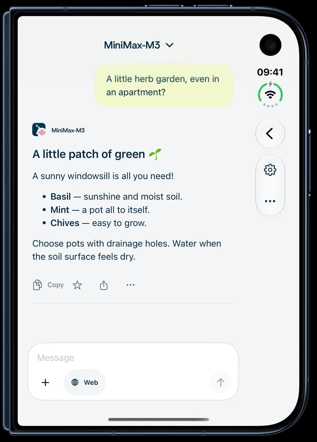 iPhone Duo · closed — Nebius Chat on iPhone: a conversation about growing herbs.