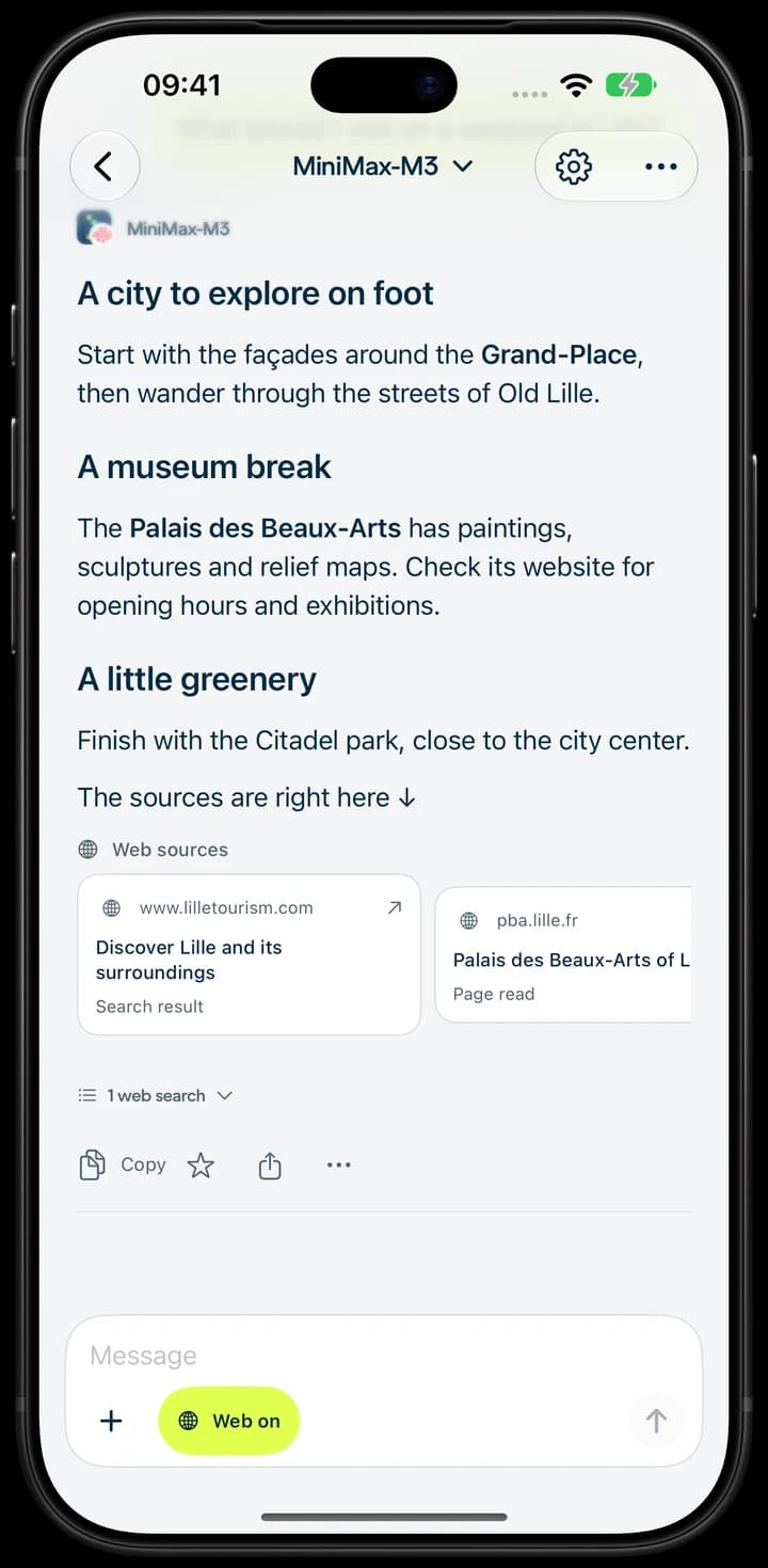 Research about Lille with links to sources, on iPhone.