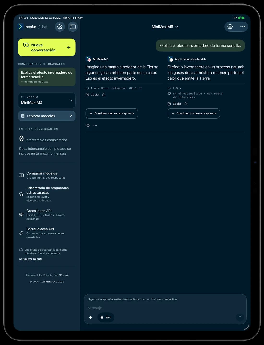 Dos respuestas a la misma pregunta, una junto a otra en iPad.