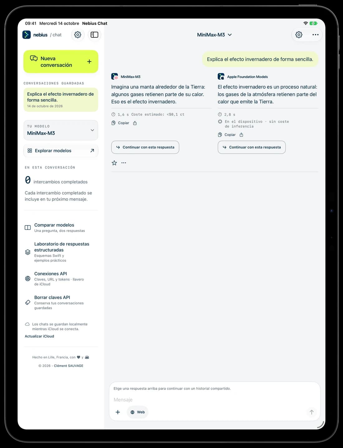 Dos respuestas a la misma pregunta, una junto a otra en iPad.
