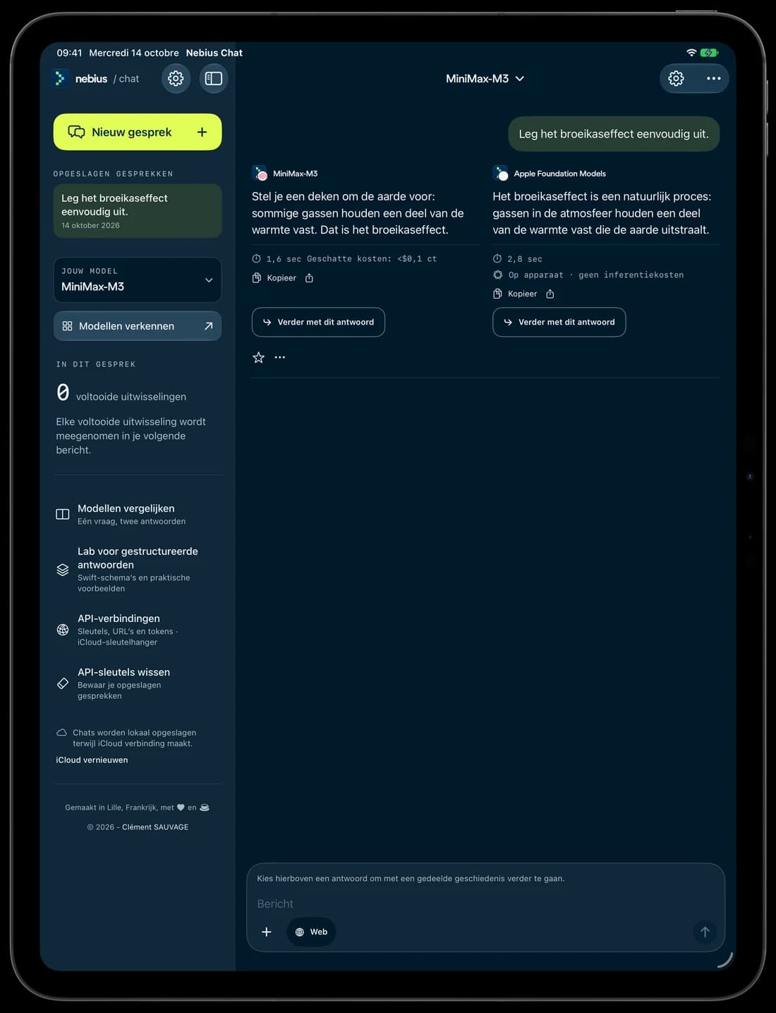 Twee antwoorden op dezelfde vraag, naast elkaar op iPad.