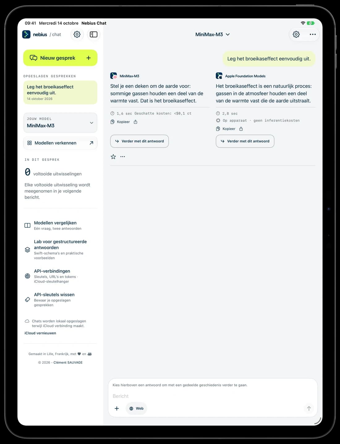 Twee antwoorden op dezelfde vraag, naast elkaar op iPad.